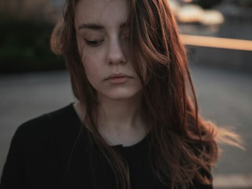woman in black shirt