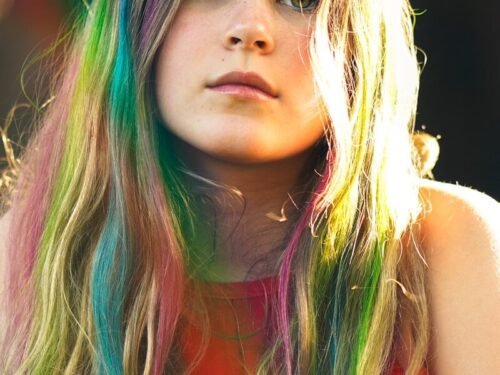 woman in red tank top